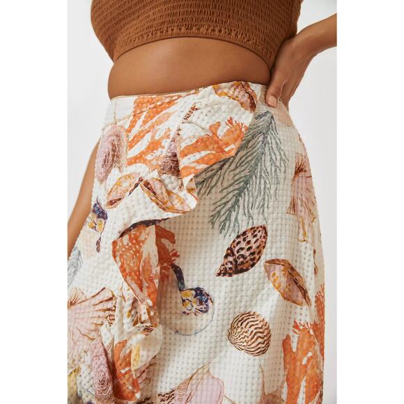 New Anthropologie Maeve A-Line Wrap Midi Skirt $170 PLUS 16W Sea Shell - Picture 5 of 7